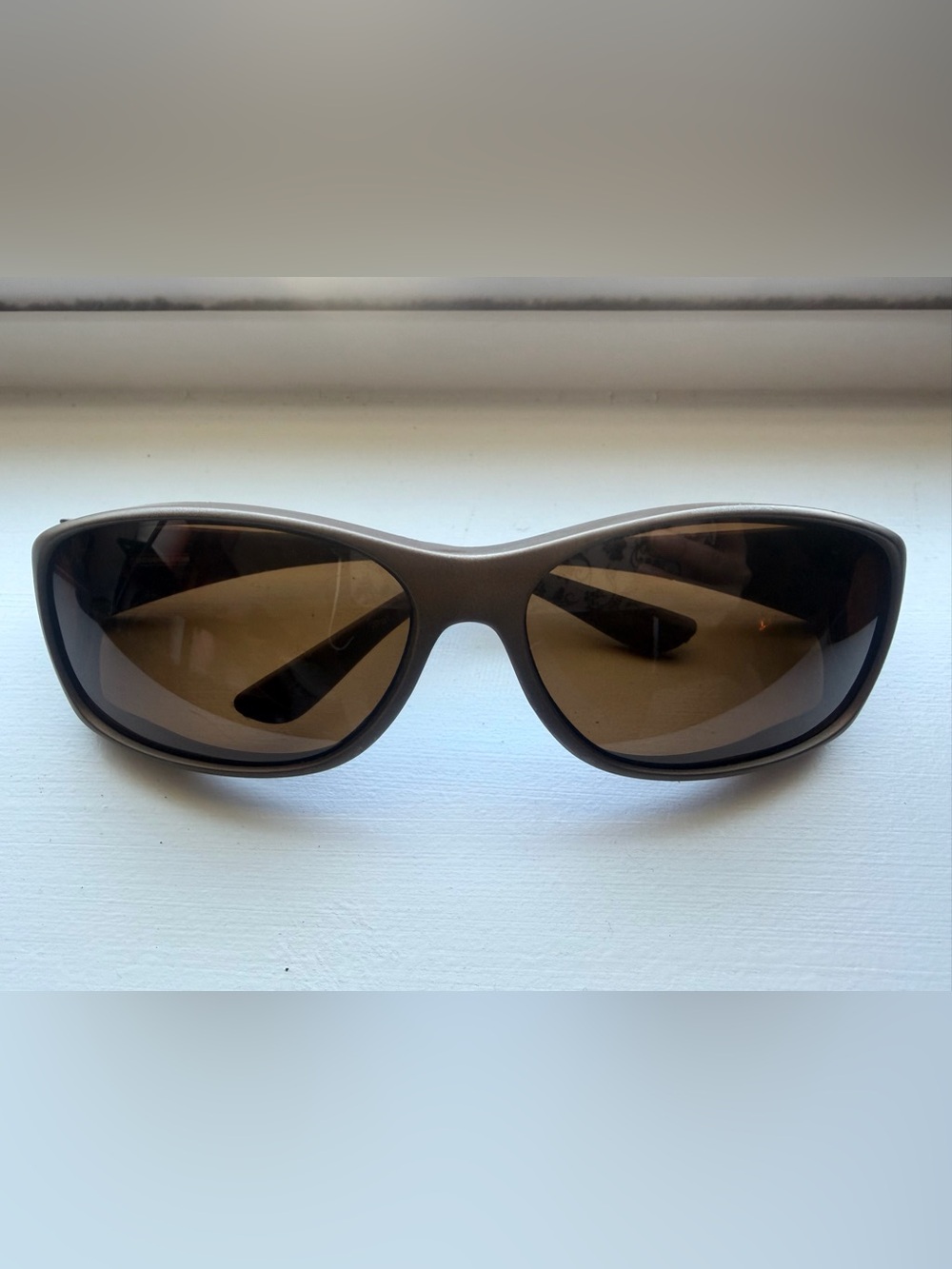 Men's Wrap Sunglasses with Brown Lenses